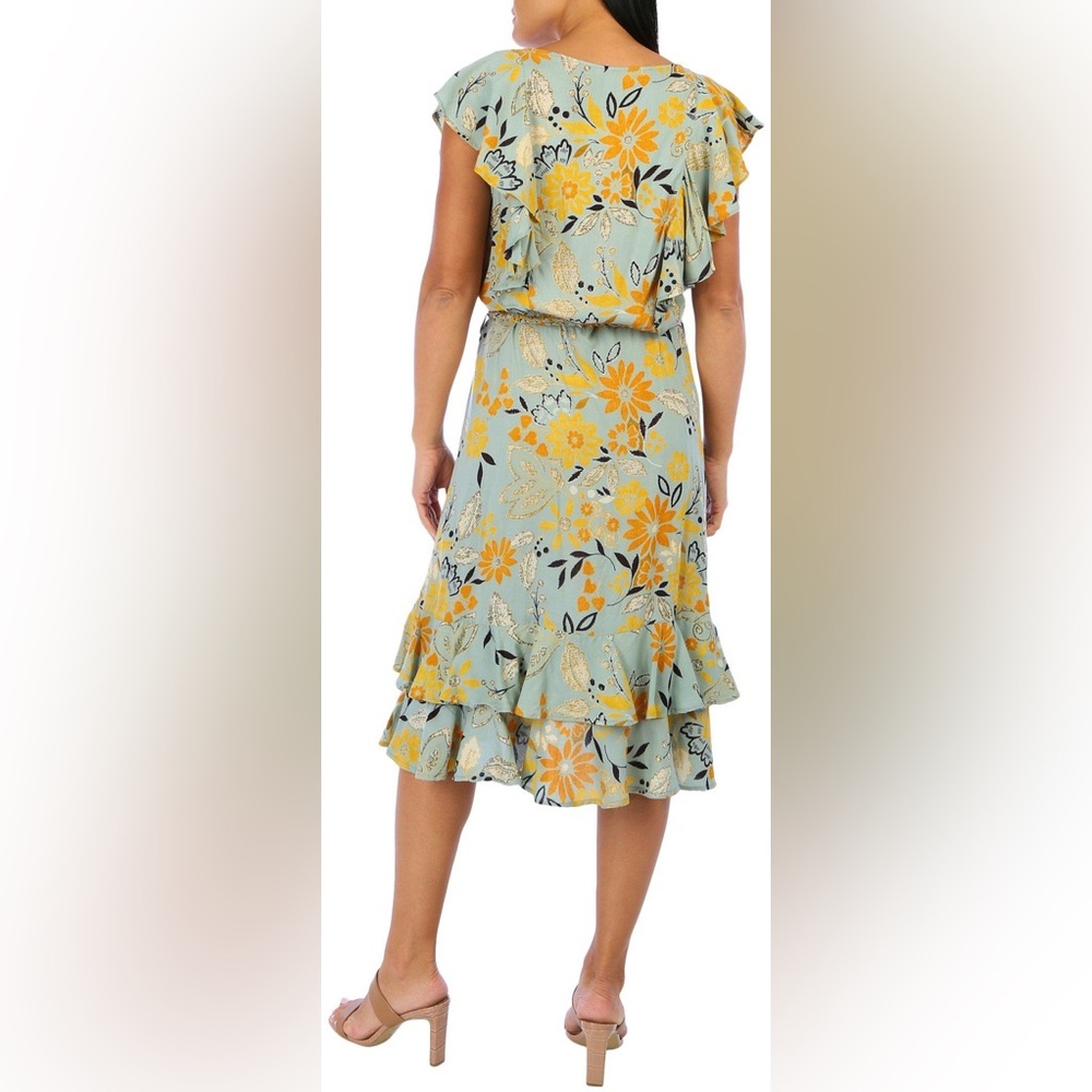 Sky and Sand Women's Floral Flutter Sleeve Dress Size S Multicolor - Picture 3 of 10